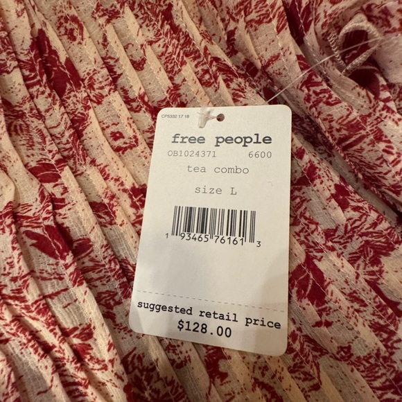 Free people These Dreams Pleated mini dress L pink and red NWT - Picture 11 of 16